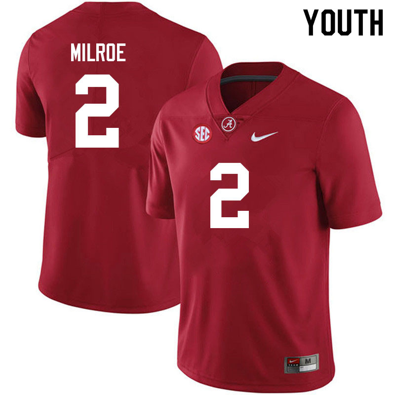 Youth #2 Jalen Milroe Alabama Crimson Tide College Football Jerseys Sale-Crimson